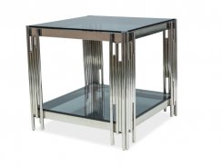 Konferenční stolek FOSSIL B (kouřové sklo/stříbrná)