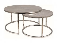 Konferenční stolek PORTAFINO B (set 2 ks, šedá efekt mramoru/chrom)