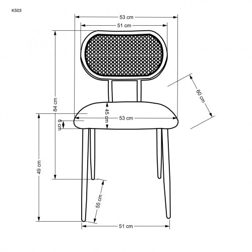 Ratanová židle K503 (šedá)