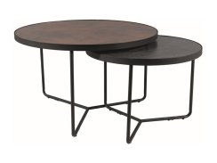 Konferenční stolek ITALIA (set 2 ks, hnědá, šedá efekt kamene/černá)