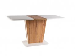 Jídelní rozkládací stůl CALIPSO (matně bílá/šedá efekt betonu, 110-145x76x68)