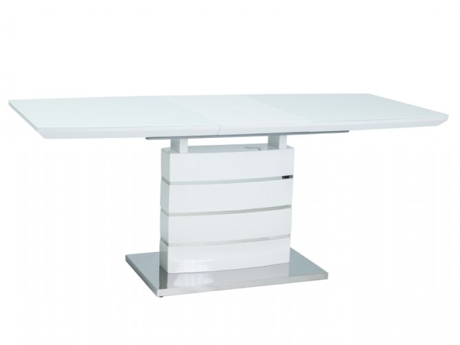 Jídelní rozkládací stůl LEONARDO (bílá vysoký lesk,140-180x76x80)