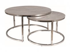 Konferenční stolek PORTAFINO B (set 2 ks, šedá efekt mramoru/chrom)