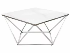 Konferenční stolek SILVER A II (bílá efekt mramoru/ocel)