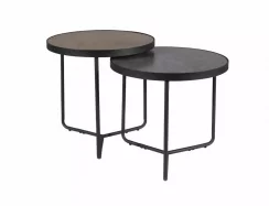 Konferenční stolek PENELOPE (set 2 ks, hnědá,šedá efekt kamene/černá)