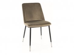 Jídelní židle JILL VELVET černý/chromový rám / olivový samet 77
