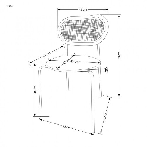 Ratanová židle K524 (světle hnědá)