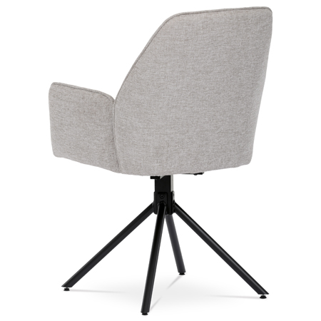 Jídelní židle v krémové látce s područkami, otočná s vratným mechanismem - funkce reset, kovové podn