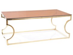 Konferenční stolek KENZO A (jantarové sklo/zlatá)