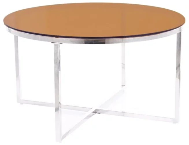 Konferenční stolek CRYSTAL A (jantarové sklo/stříbrná)