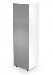 Spodní skříň VENTO DL-60/214 (dvířka sv.šedá-LESK), vysoká na vestavnou lednici