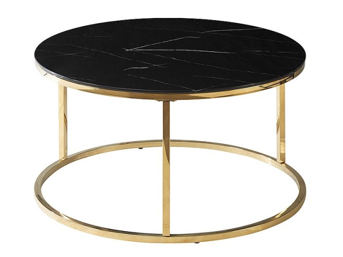 Konferenční stolek SABINE (černá efekt mramoru/zlatá)