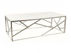 Konferenční stolek ESCADA A II (bílá efekt mramoru/stříbrná)