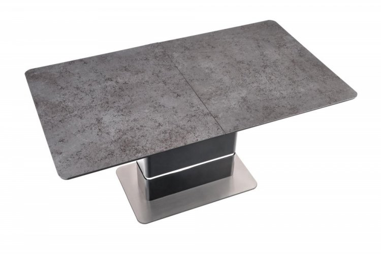 Jídelní rozkládací stůl MARTIN (šedá a černá, deska sklo)