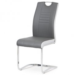 Jídelní židle DCL-406 GREY (chrom/šedá a bílá ekokůže)