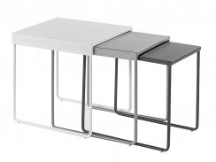 Konferenční stolek VICKY (set 3 ks, bílá, světle šedá, šedá)