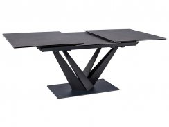 Jídelní rozkládací stůl SORENTO CERAMIC (tmavě šedá efekt mramoru/matně černá, 160-220x76x90)