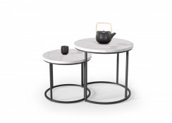 Konferenční stolek OREO (set 2 ks, bílý mramor/černá)