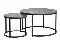 Konferenční stolek DION (set 2 ks, černá efekt mramoru/matně černá)