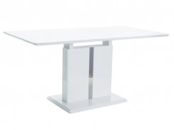 Jídelní rozkládací stůl DALLAS (bílá vysoký lesk, 110-150x76x75)