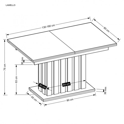 Jídelní rozkládací stůl LAMELLO 130x180 (dub artisan)