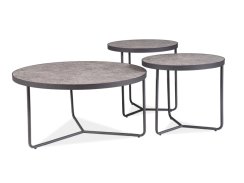 Konferenční stolek DEMETER (set 3 ks, šedá efekt mramoru/matně černá)