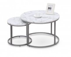 Konferenční stolek PAOLA (set 2 ks, barva mramor/stříbrná)