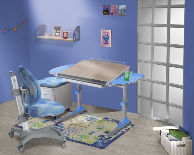 Dětská rostoucí židle myPony 2435 (modrošedá/šedá síť)