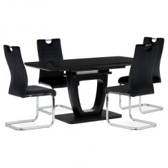 Jídelní židle, potah černá sametová látka, kovová chromovaná podnož a madlo