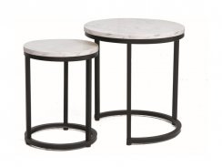 Konferenční stolek HOLA (set 2 ks, bílá efekt mramoru/matně černá)
