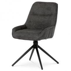 Židle jídelní a konferenční, tmavě šedá látka, černé kovové nohy,  otočná P90°+ L 90° s vratným mech