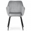 Jídelní židle, potah stříbrná matná sametová látka, kovové nohy, černý matný lak