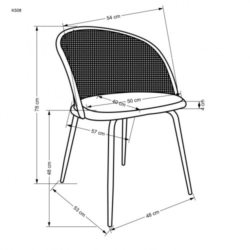 Ratanová židle K508 (šedý sedák)