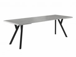 Jídelní rozkládací stůl MERLIN (šedá efekt betonu/černá, 90-240x76)