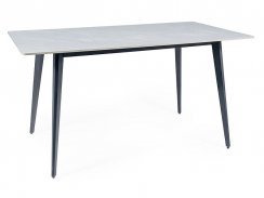 Jídelní stůl IVY (šedá efekt mramoru/matně černá, 140x75x80)