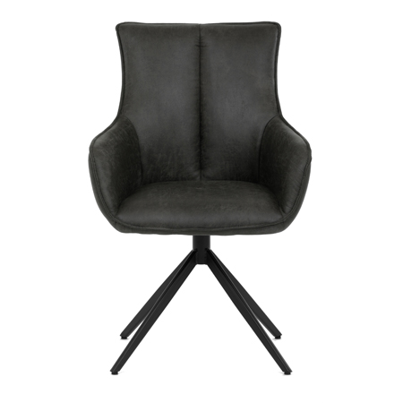 Jídelní židle šedá látka, otočný mechanismus 360°, černý kov