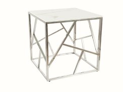 Konferenční stolek ESCADA B II (bílá efekt mramoru/stříbrná)