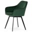 Jídelní židle, potah smaragdově zelená sametová látka, kovové nohy, černý matný lak