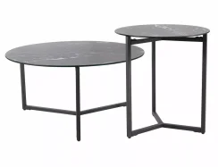 Konferenční stolek RAVELLO (set 2 ks, černá efekt mramoru/černá)