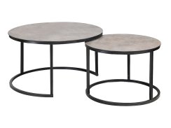 Konferenční stolek ATLANTA A (set 2 ks, matně šedá efekt mramoru/matně černá)