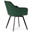 Jídelní židle, potah smaragdově zelená sametová látka, kovové nohy, černý matný lak