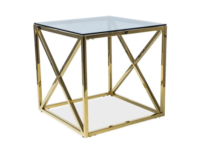 Konferenční stolek ELISE B (kouřové sklo/zlatá)