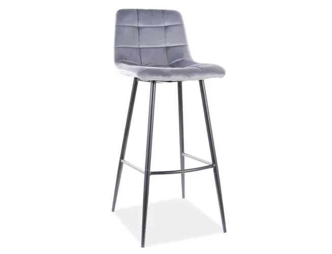 Barová židle MILA H-2 VELVET (černá/šedá 14)