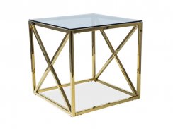 Konferenční stolek ELISE B (kouřové sklo/zlatá)