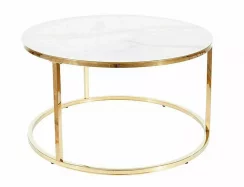 Konferenční stolek SABINE (bílá efekt mramoru/zlatá)