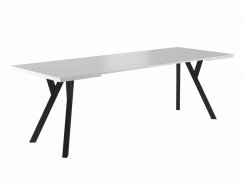 Jídelní rozkládací stůl MERLIN (matně bílá/černá, 90-240x76)
