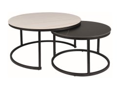 Konferenční stolek FERRANTE B (set 2 ks, bílá a černá efekt mramoru/matně černá)