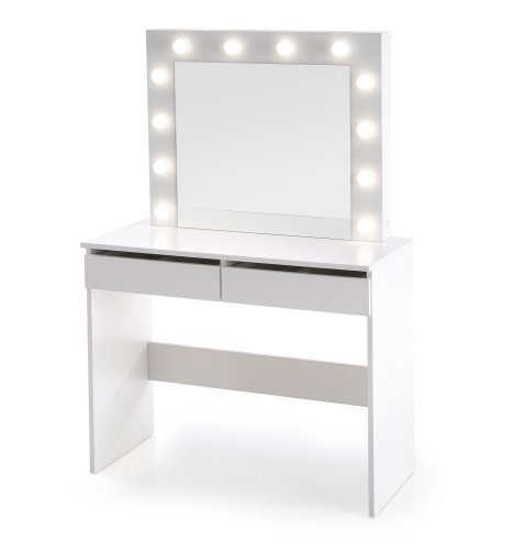 Toaletní stolek HOLLYWOOD se zrcadlem (bílý)