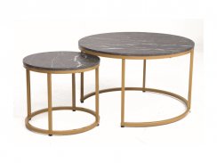 Konferenční stolek DION (set 2 ks, černá efekt mramoru/zlatá)