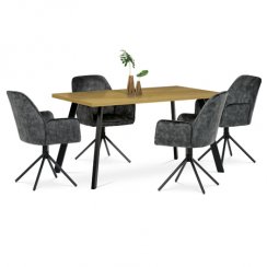 Židle jídelní a konferenční, černá látka v dekoru žíhaného sametu, kovové černé nohy
